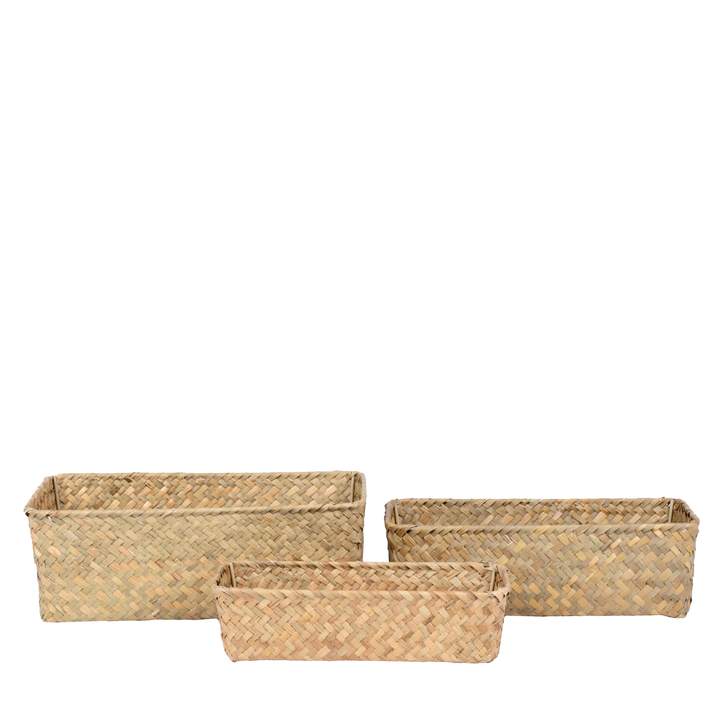 Seagrass baskets 30x16xH10, 27x13x8, 24x10xH6cm 3pcs